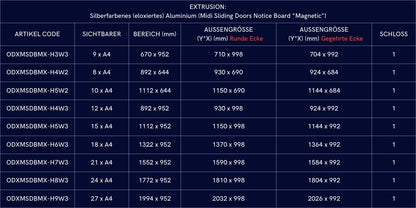 Midi Sliding Doors Notice Board "Magnetic"